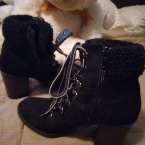 ESPIRIT, black, heeled boots, size 8